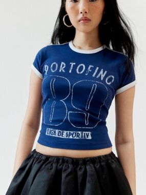 Urban Outfitters Navy Tee with White Trim